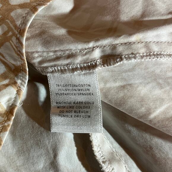 Lafayette 148 Shirt Womens 4 Beige Tan Geometric‎ Button Up Long Sleeves Casual - Picture 6 of 8